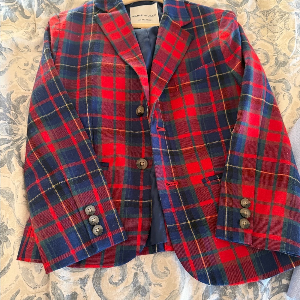 Jamie and jack boys Red & Navy Plaid Blazer Jacket